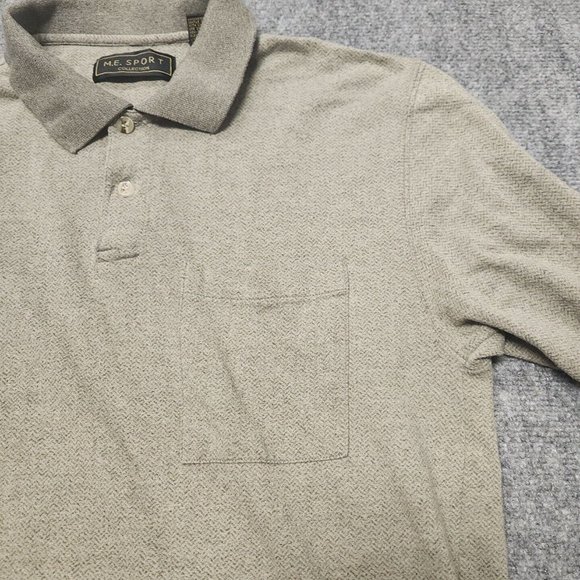 M.E. Sport Polo Shirt Mens Large Green Pullover long Sleeve Cotton Blend - Picture 6 of 16